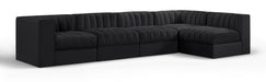 Rummi - Velvet Performance Fabric Upholstered 5 Piece Modular Sectional, L-Shaped (Right) - Stylish Home Furniture