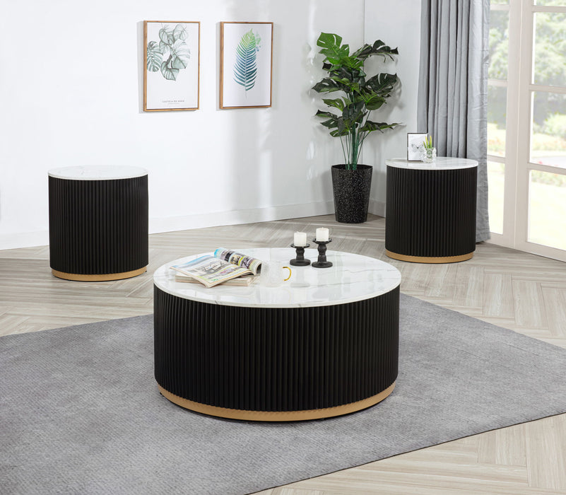 Kara - Table Set (Coffee & 2 End Tables) - Black / White