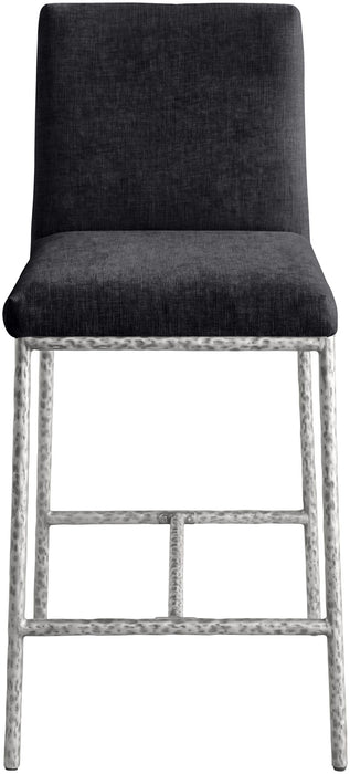 Reeves - Chenille Fabric Upholstered Counter Stool (Set of 2) - Silver Base