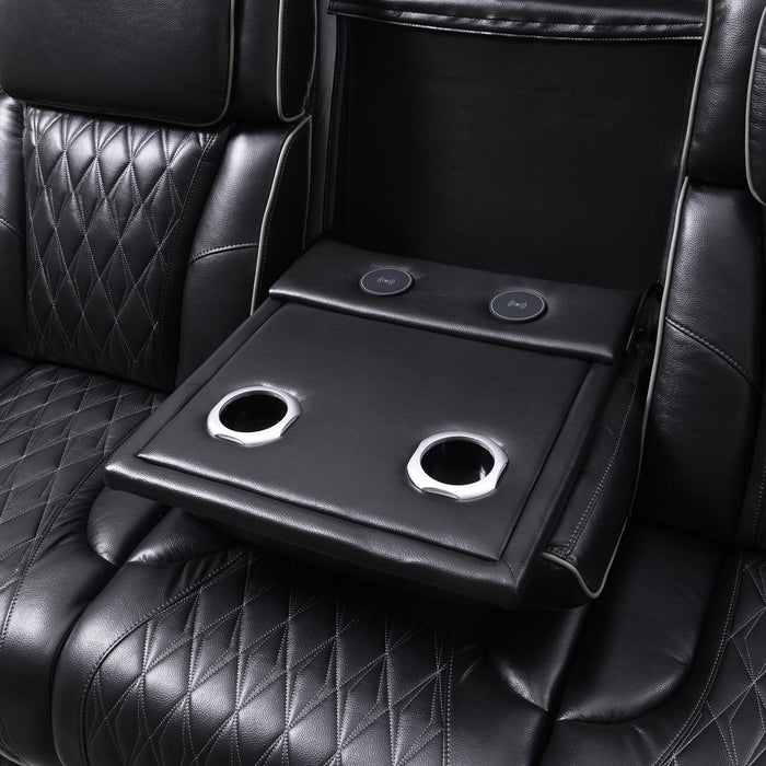 U70 - Power Reclining Sofa With Power Headrest, Reading Light, Massage, Heat, Ambient Lighting - Black