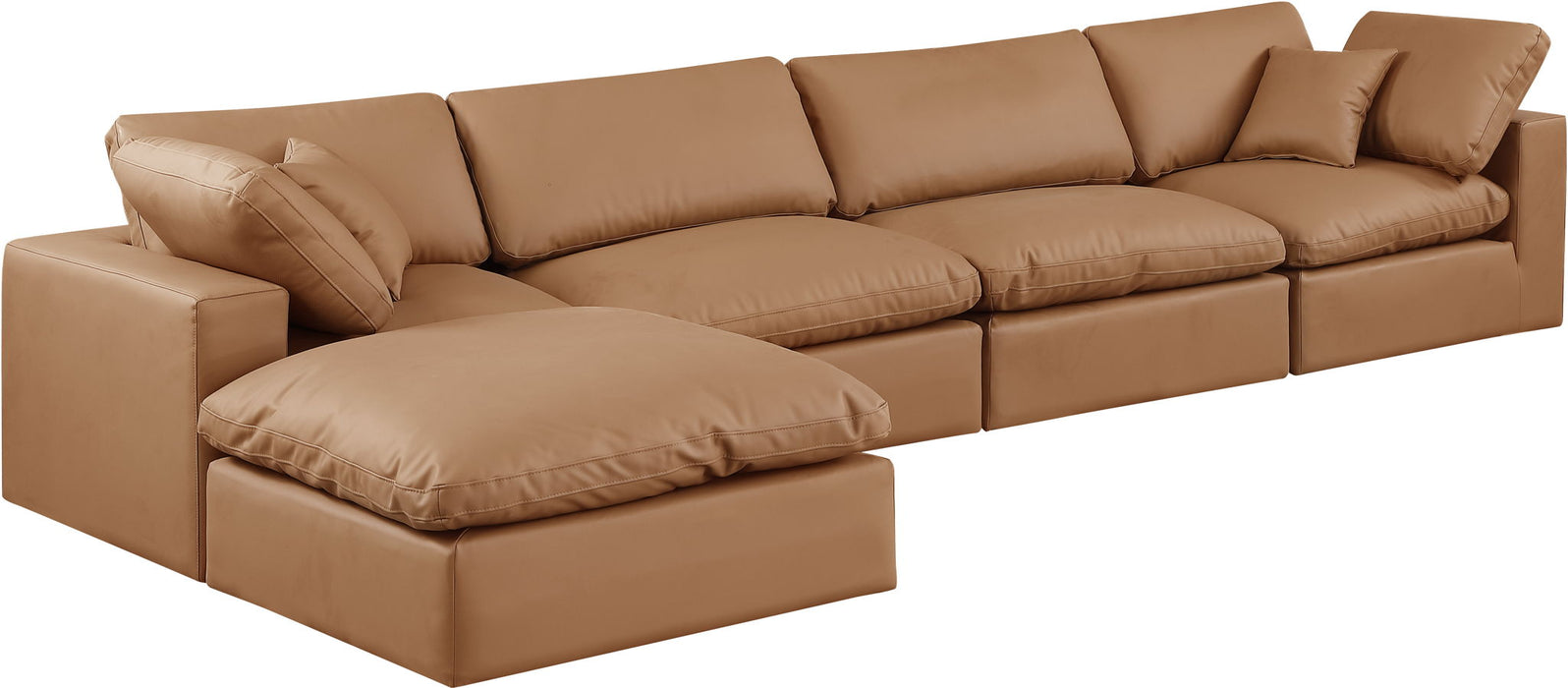 Comfy - 5 Piece Faux Leather Modular Sectional With Chaise