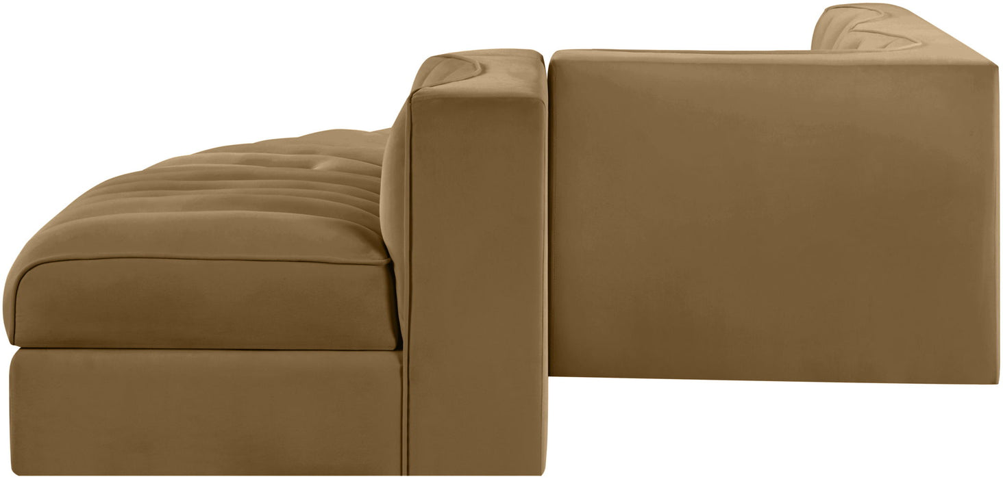 Rummi - Rounded Velvet Performance Fabric Upholstered 5 Piece Modular Sectional - Stylish Home Furniture