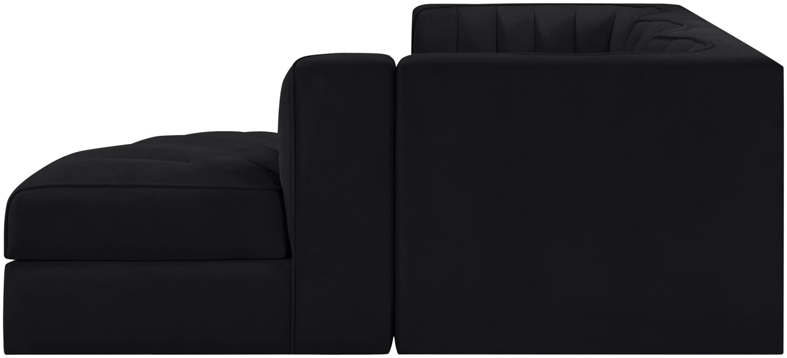 Rummi - Velvet Performance Fabric Upholstered 4 Piece Modular Sectional, With Reverse Corner Chair - Stylish Home Furniture