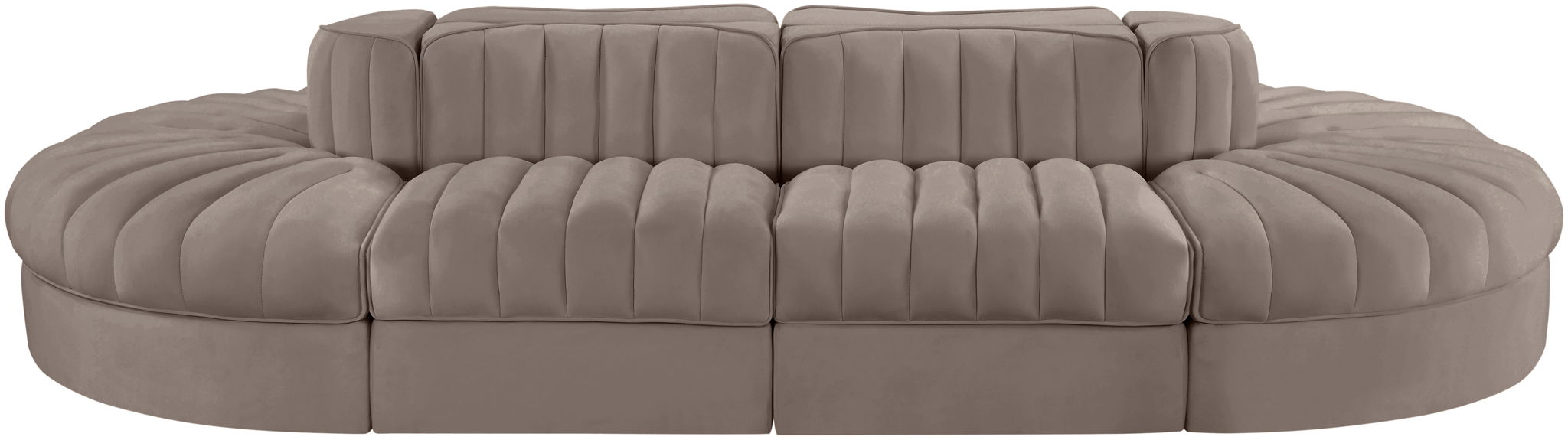 Rummi - Oval Velvet Performance Fabric Upholstered 8 Piece Modular Sectional - Stylish Home Furniture