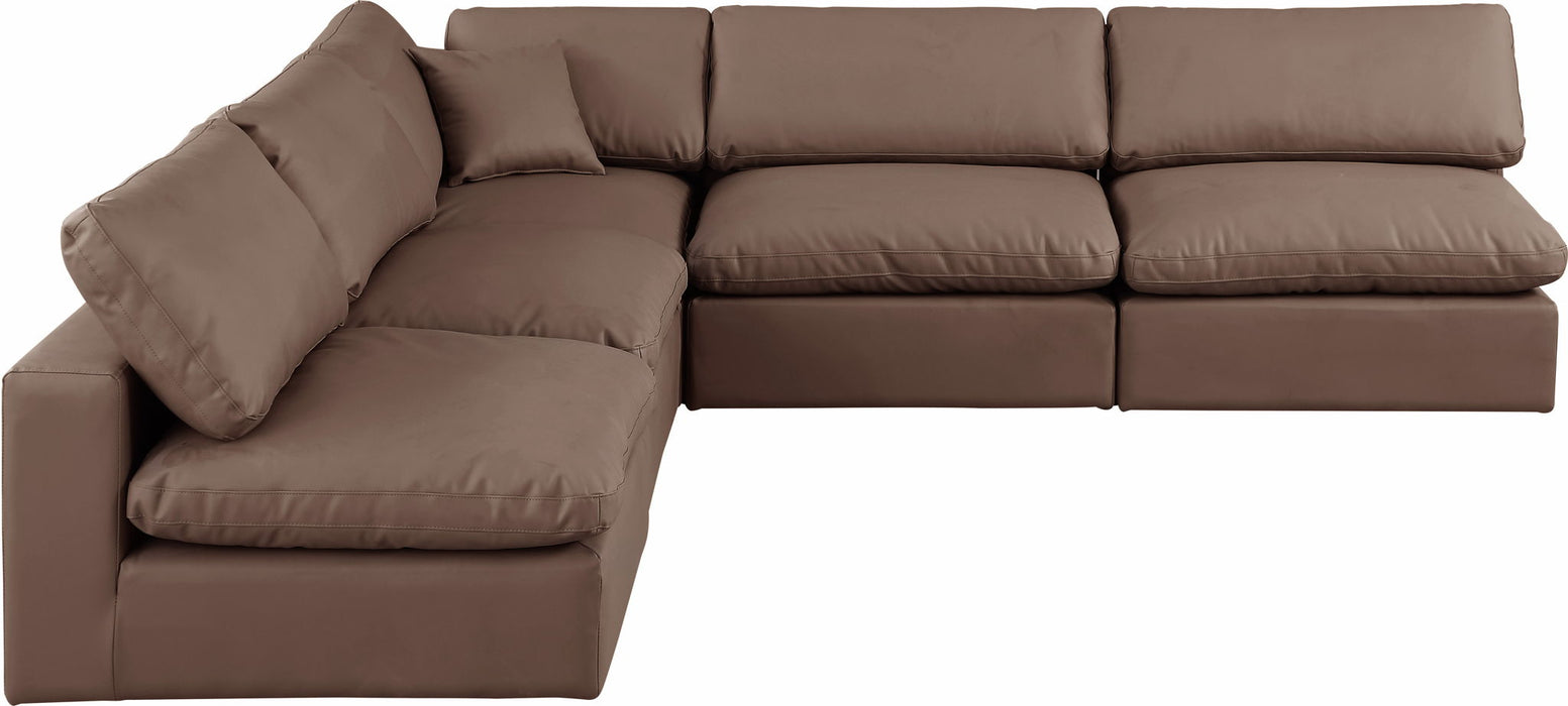 Comfy - 5 Piece Faux Leather Modular Corner Armless Sectional - Stylish Home Furniture