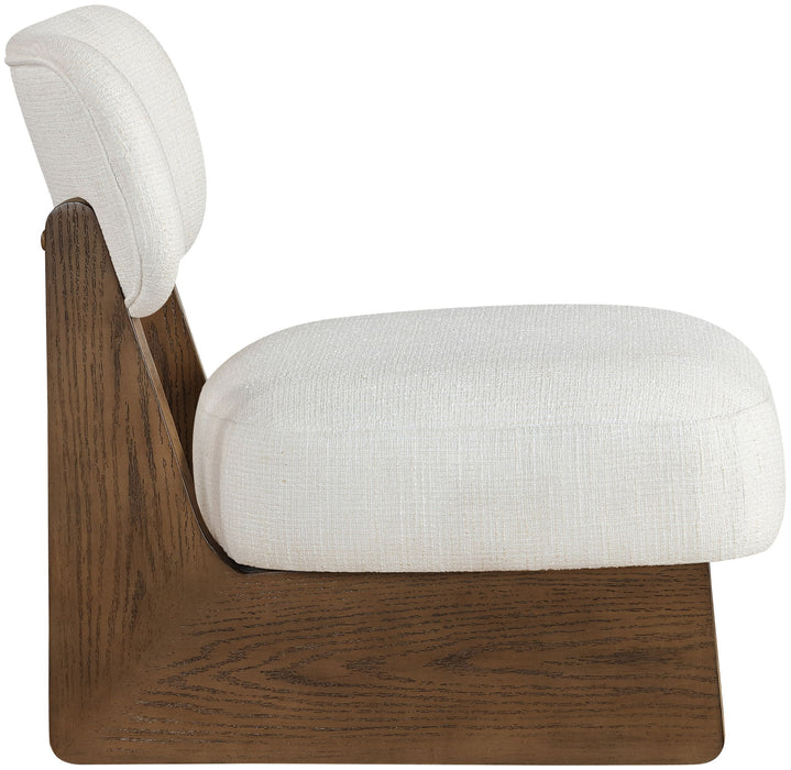 Vetra - Linen Textured Fabric Upholstered Accent Chair With Brown Base - Stylish Home Furniture