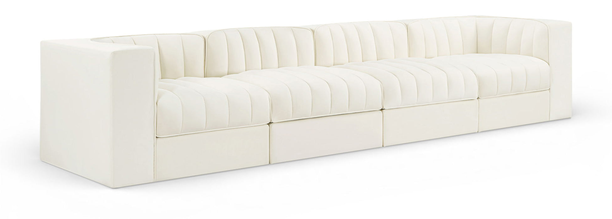 Rummi - Velvet Performance Fabric Upholstered 4 Piece Modular Sofa - Stylish Home Furniture