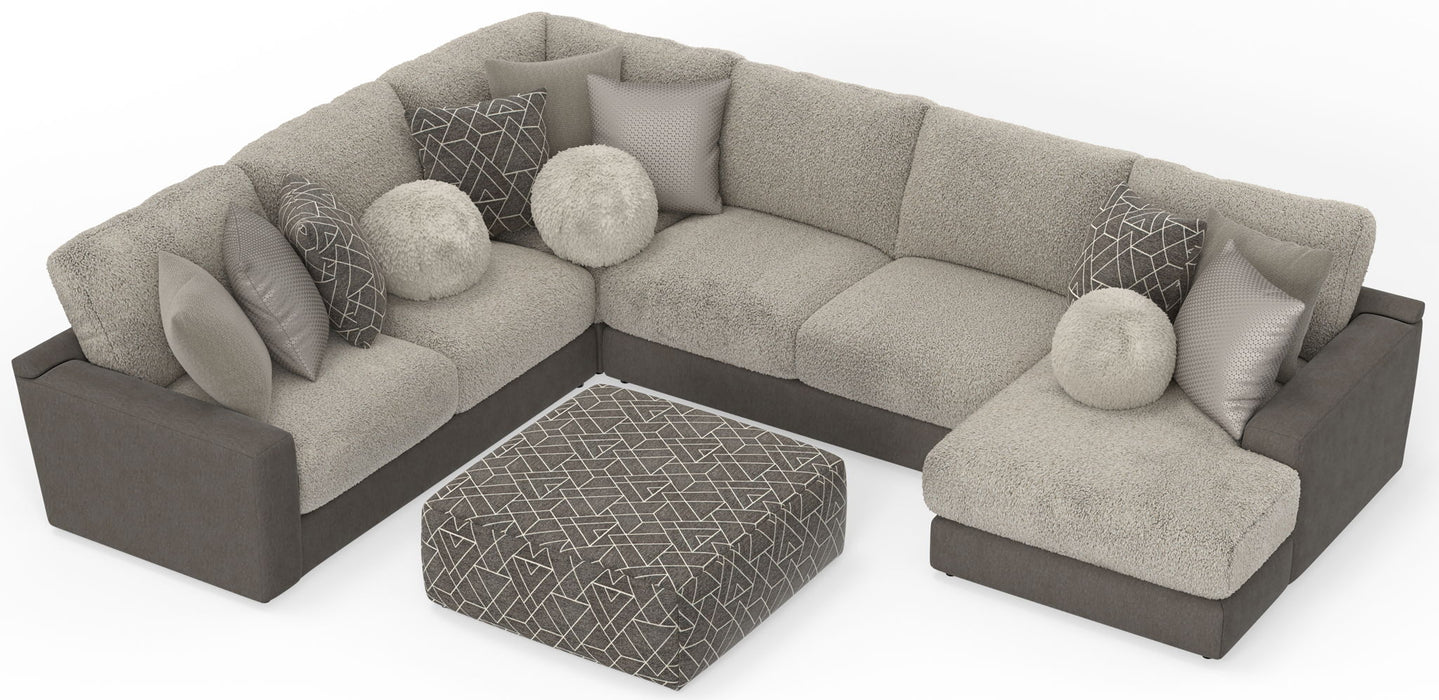 Canyon - 4 Piece Sectional With Cuddler Seat Cushions, Included Accent Pillows And Cocktail Ottoman (Right Side Facing Chaise) - Umber - Stylish Home Furniture