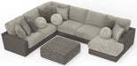 Canyon - 4 Piece Sectional With Cuddler Seat Cushions, Included Accent Pillows And Cocktail Ottoman (Right Side Facing Chaise) - Umber - Stylish Home Furniture