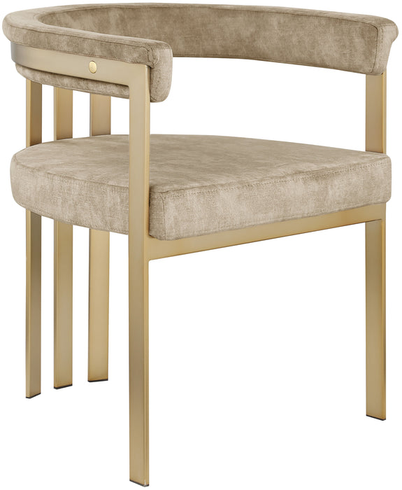 Marcello - Dining Chair With Brushed Gold Iron Frame (Set of 2) - Beige