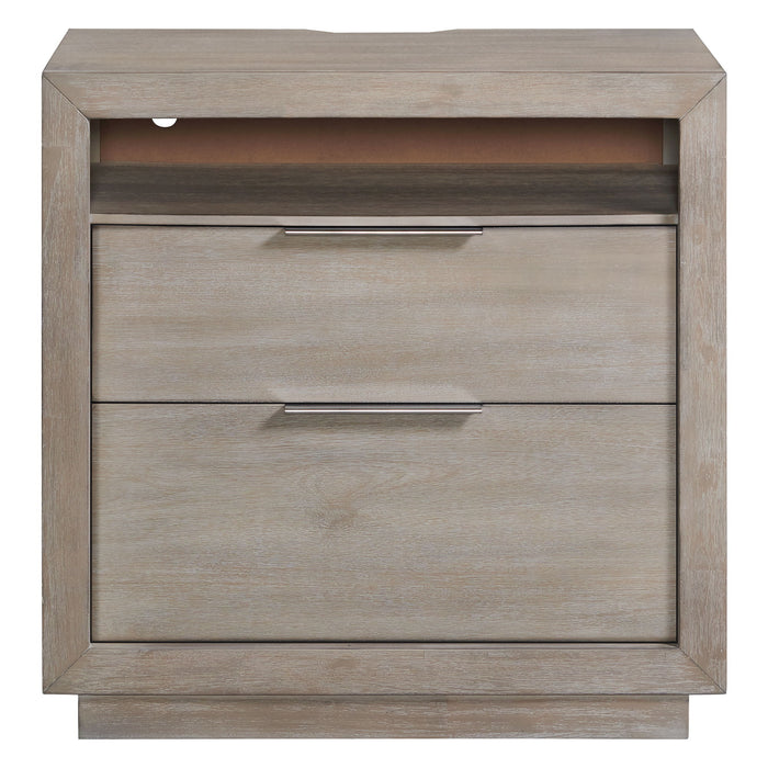 Arcadia - 2-Drawer Nightstand With USB - Gray - Stylish Home Furniture