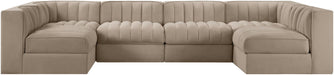 Rummi - Armless Velvet Performance Fabric Upholstered 6 Piece Modular Sectional - Stylish Home Furniture