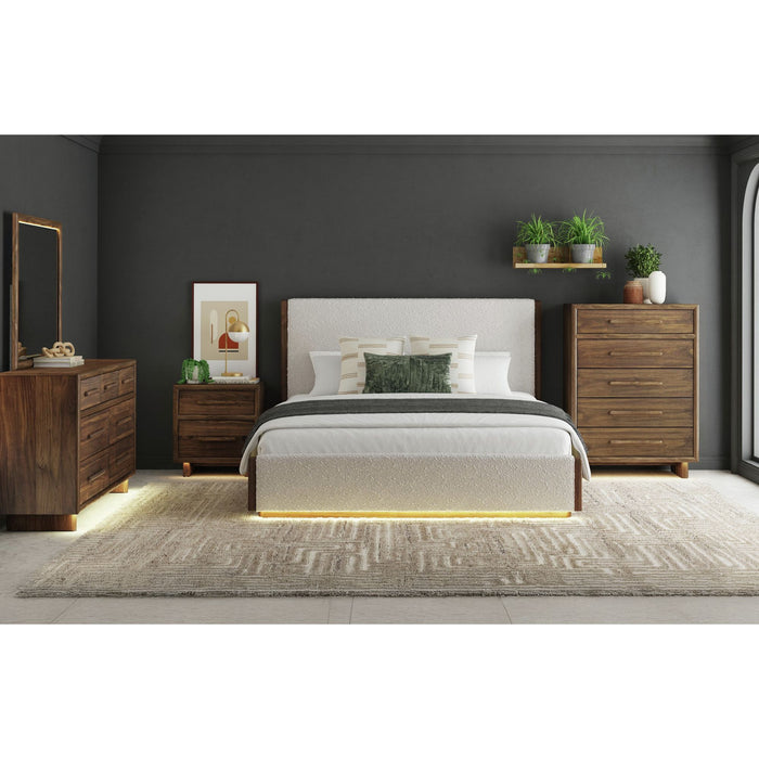 Brisbane - Upholstered Bedroom Set With Boucle And LED - Stylish Home Furniture