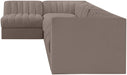Rummi - Velvet Performance Fabric Upholstered 6 Piece Modular Sectional, L-Shaped (Right) - Stylish Home Furniture
