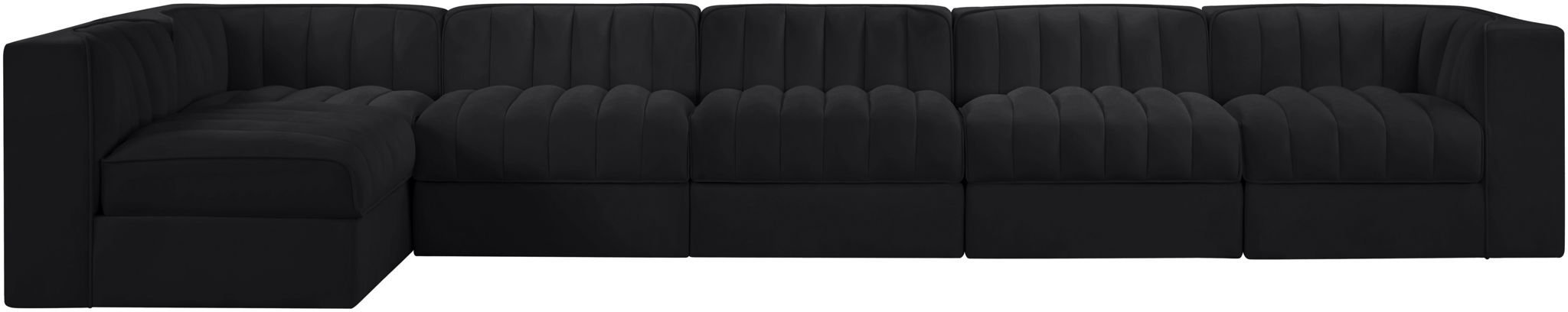 Rummi - Velvet Performance Fabric Upholstered 6 Piece Modular Sectional, L-Shaped (Right) - Stylish Home Furniture