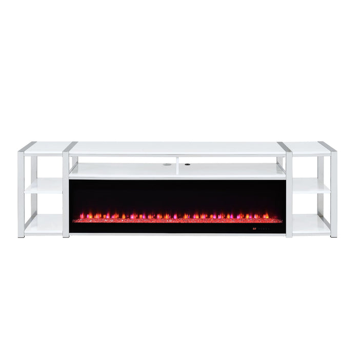 Midway - 80" TV Console With Firelight - White - Stylish Home Furniture