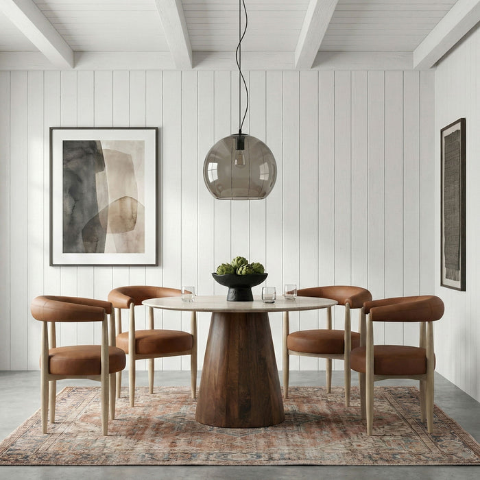 Sable - Vegan Leather Upholstered Dining Chair (Set of 2) - Painted Natural Base - Stylish Home Furniture