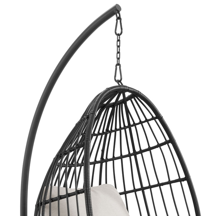 Playa - Swing Egg Chair With Base And Pillar - Dark Gray / Beige - Stylish Home Furniture