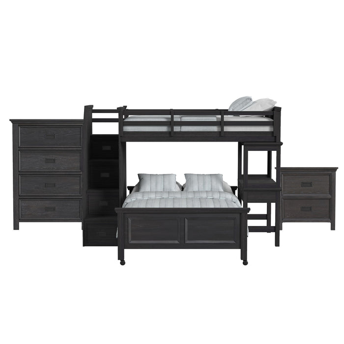 Hampton Kids - Loft With Staircase And Desk With Speaker Bedroom Set - Stylish Home Furniture