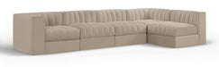 Rummi - Velvet Performance Fabric Upholstered 5 Piece Modular Sectional, L-Shaped (Right) - Stylish Home Furniture