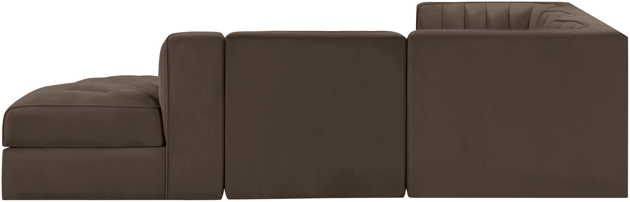 Rummi - Velvet Performance Fabric Upholstered 5 Piece Modular Sectional - Stylish Home Furniture