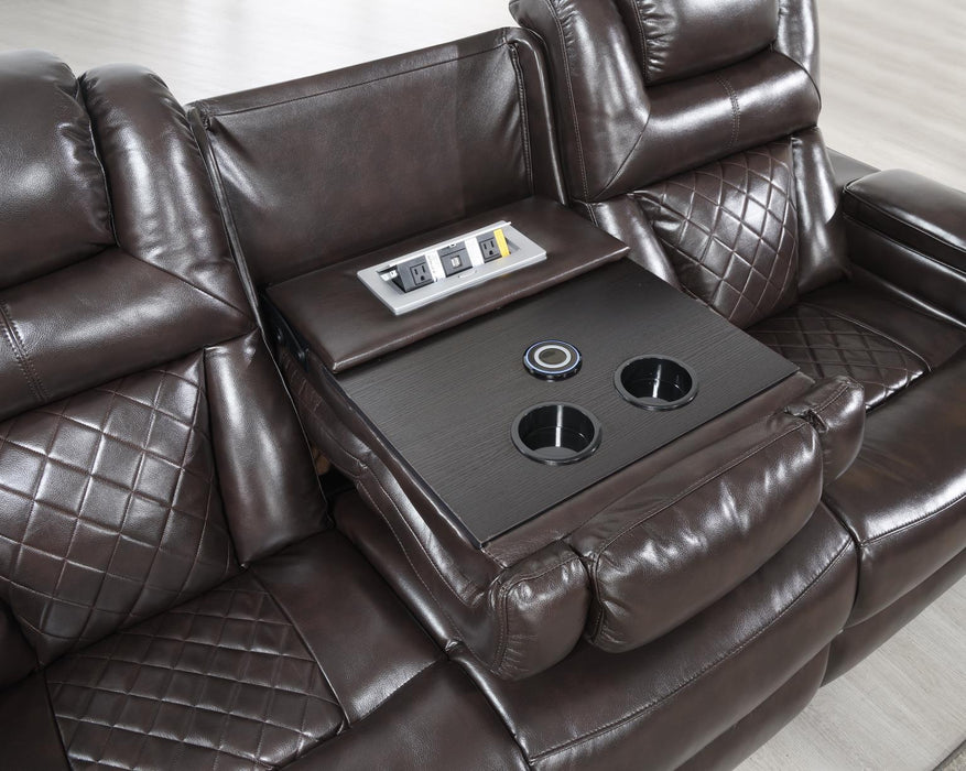 U104 - Power Reclining Sofa - Dark Brown
