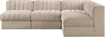 Rummi - Armless Velvet Performance Fabric Upholstered 4 Piece Modular Sectional - Stylish Home Furniture