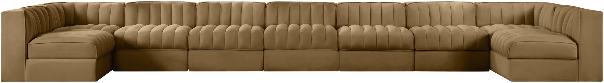 Rummi - Armless Velvet Performance Fabric Upholstered 9 Piece Modular Sectional - Stylish Home Furniture