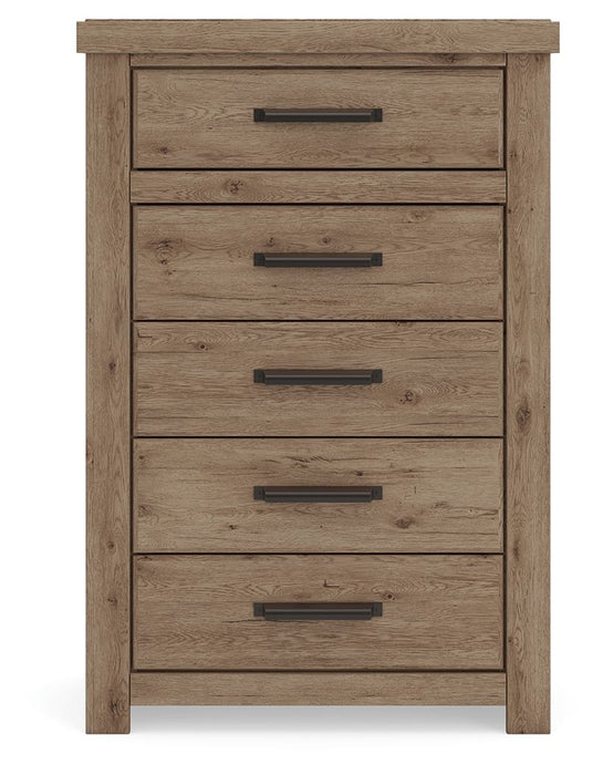 Oliandon - Five Drawer Chest - Light Brown - Stylish Home Furniture