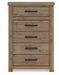 Oliandon - Five Drawer Chest - Light Brown - Stylish Home Furniture