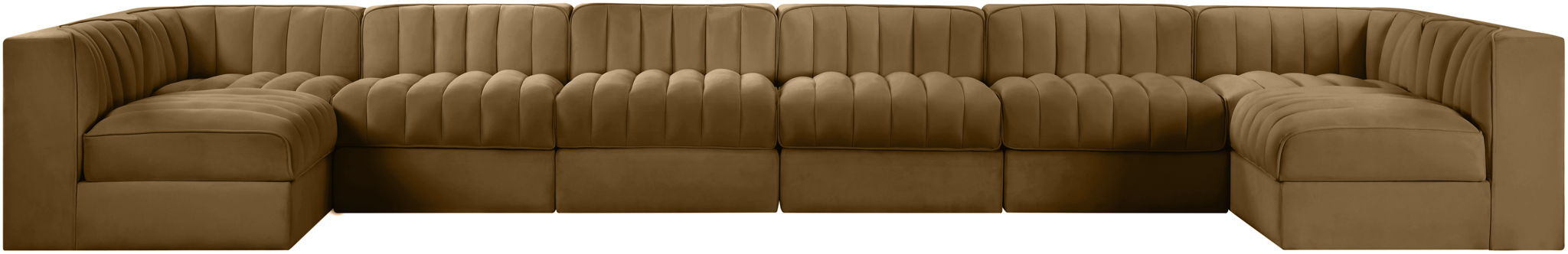 Rummi - Velvet Performance Fabric Upholstered 8 Piece Modular Sectional (With 2 Corner Chairs) - Stylish Home Furniture