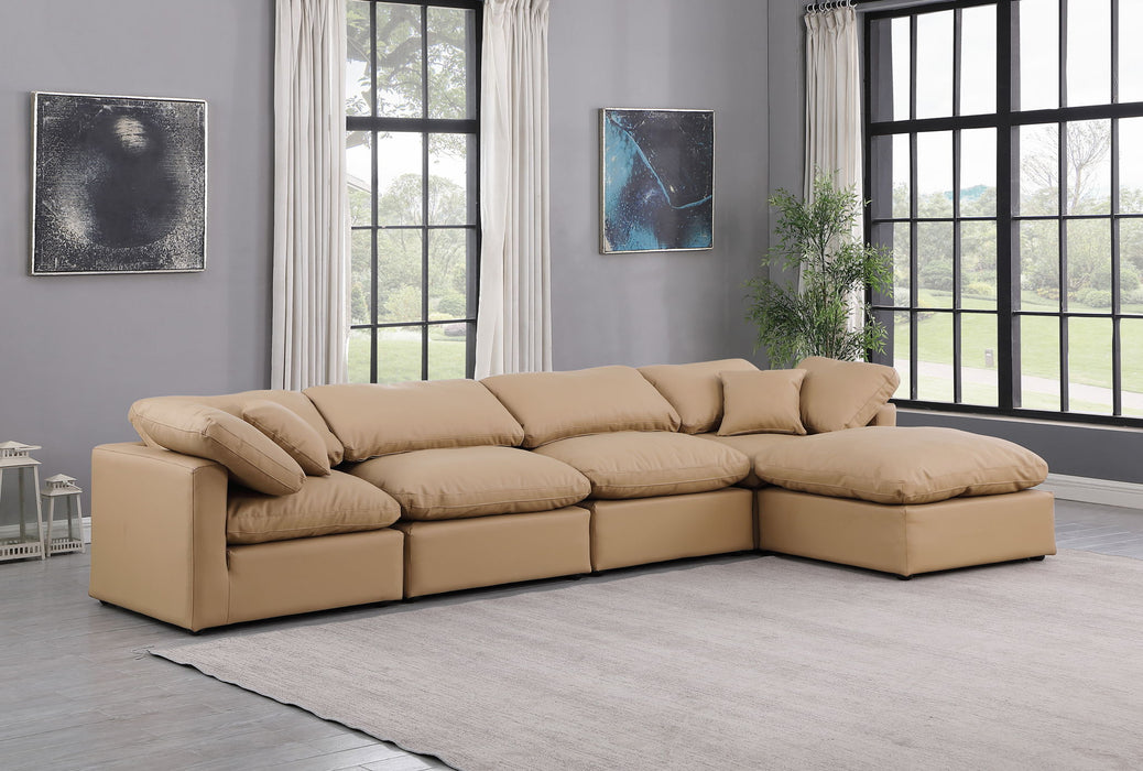 Indulge - Faux Leather 5 Piece Modular Sectional With Chaise - Tan - Stylish Home Furniture