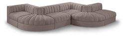 Rummi - Rounded Velvet Performance Fabric Upholstered 6 Piece Modular Sectional - Stylish Home Furniture