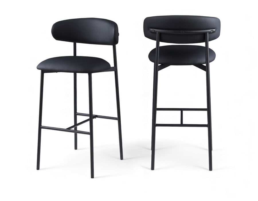 Lupita - Vegan Leather Upholstered Bar Stool With Matte Black Frame (Set of 2)