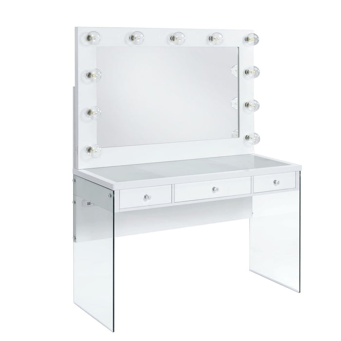 Jacey - Complete Vanity With Lightbulbs - Glossy White - Stylish Home Furniture