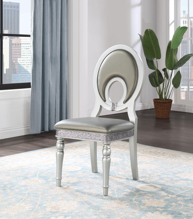 D107 - Round Back Side Chair (Set of 2) - Shimmer Silver