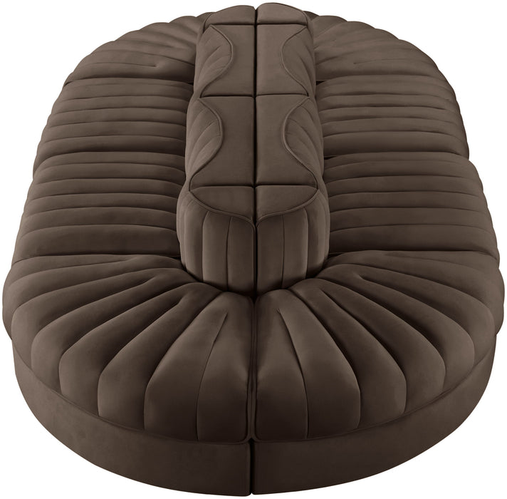 Rummi - Oval Velvet Performance Fabric Upholstered 8 Piece Modular Sectional - Stylish Home Furniture