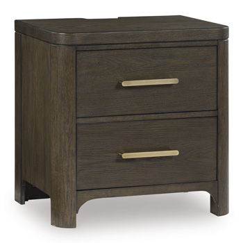 Radkin - Two Drawer Night Stand - Burnished Brown - Stylish Home Furniture
