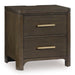 Radkin - Two Drawer Night Stand - Burnished Brown - Stylish Home Furniture