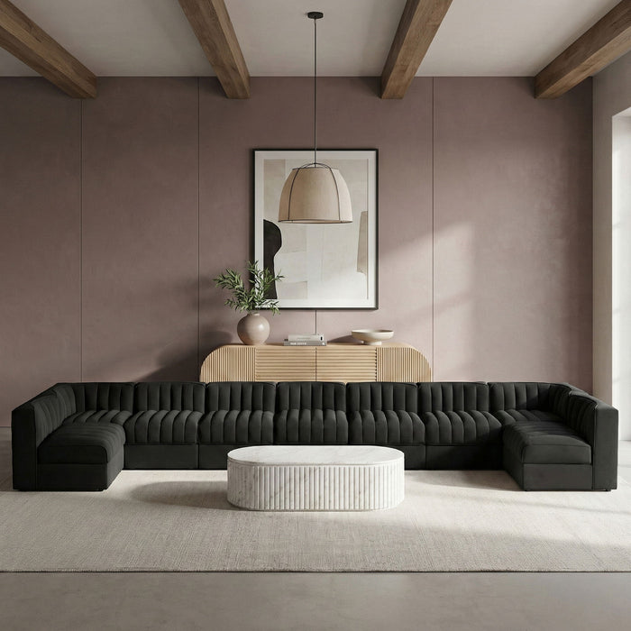 Rummi - Armless Velvet Performance Fabric Upholstered 9 Piece Modular Sectional - Stylish Home Furniture