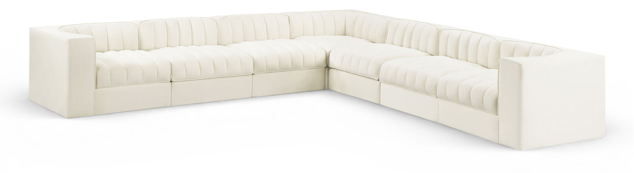 Rummi - Symmetrical Velvet Performance Fabric Upholstered 7 Piece Modular Sectional (With 3 Corner Chairs) - Stylish Home Furniture