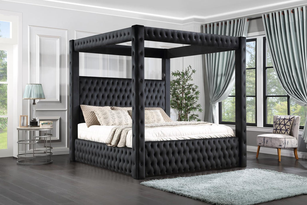 Crystal Tufted Bed In Black