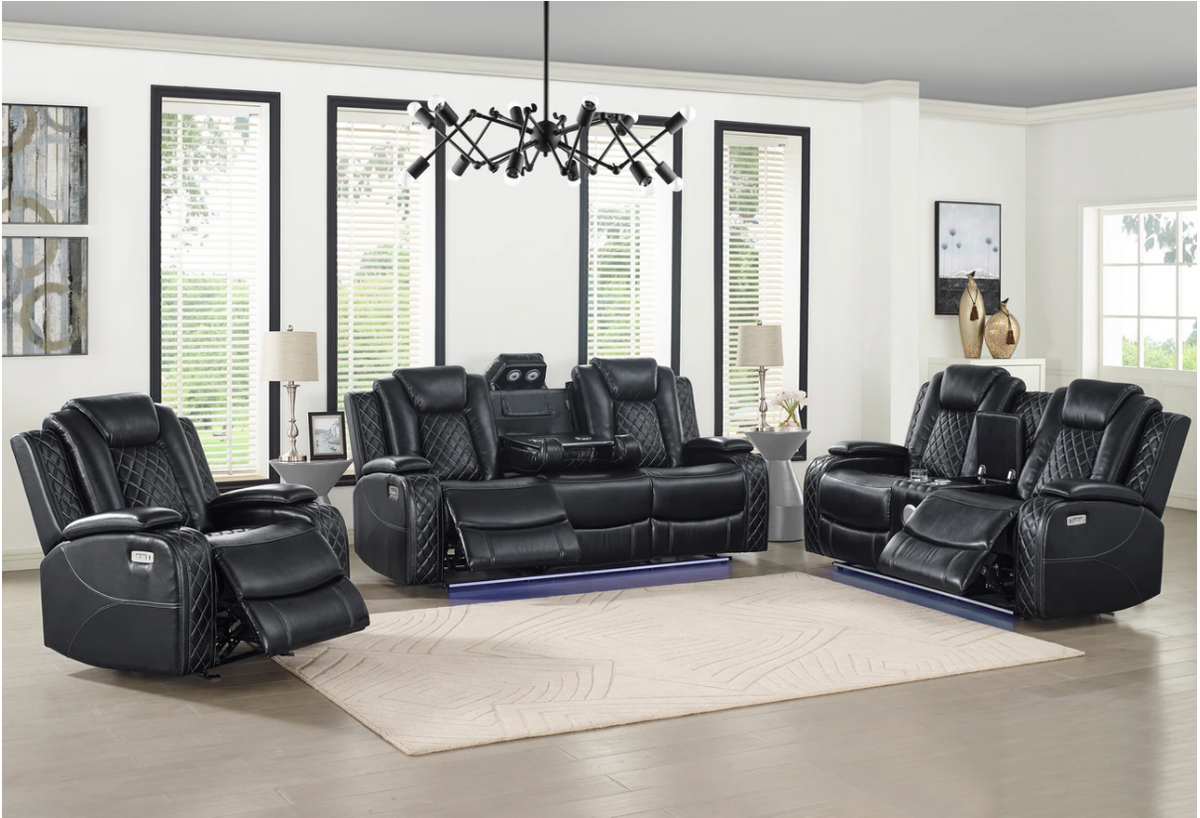 3 way reclingin sofa geniune black leather