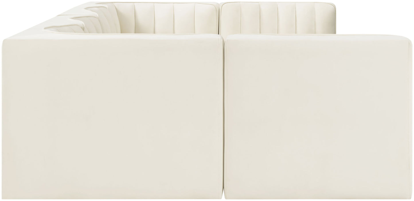 Rummi - Armless Velvet Performance Fabric Upholstered 6 Piece Modular Sectional - Stylish Home Furniture