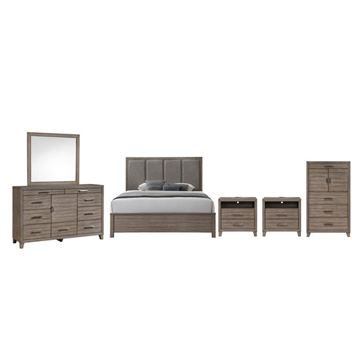 Harrisburg - 6/6 Eastern King 6 Piece Bedroom Set (Bed, Dresser, Mirror, Chest, 2 Nightstands) - Dark Gray - Stylish Home Furniture