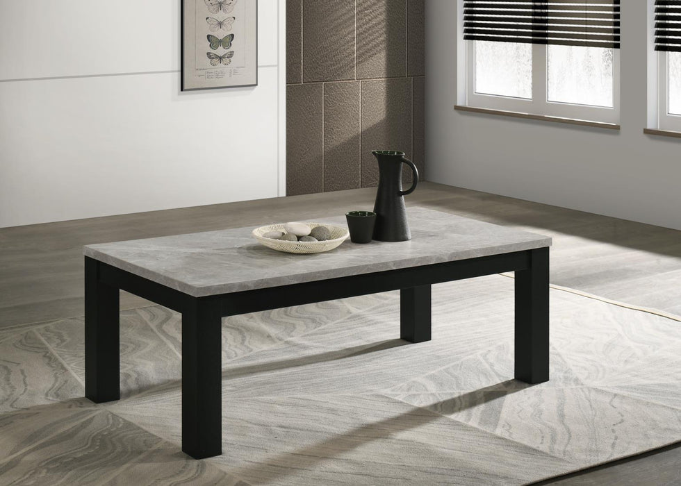 T233 - Melamine Top 3 Piece Table Set (Coffee And 2 End Tables) - Black / White