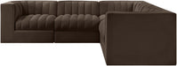Rummi - Symmetrical Velvet Performance Fabric Upholstered 5 Piece Modular Sectional - Stylish Home Furniture