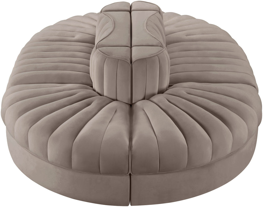 Rummi - Oval Velvet Performance Fabric Upholstered 6 Piece Modular Sectional - Stylish Home Furniture