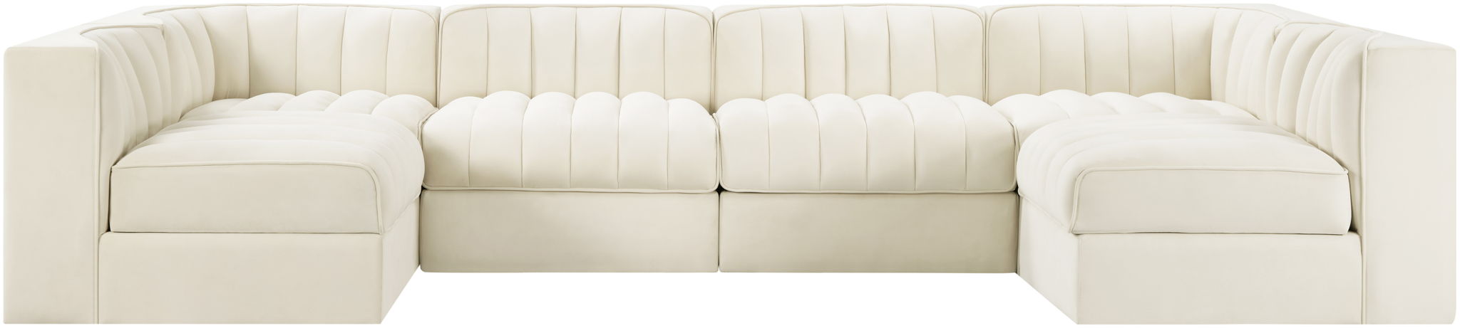 Rummi - Armless Velvet Performance Fabric Upholstered 6 Piece Modular Sectional - Stylish Home Furniture