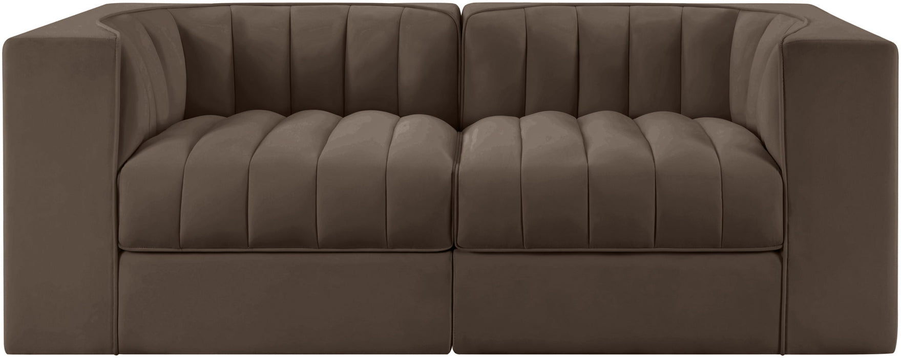Rummi - Velvet Performance Fabric Upholstered 2 Piece Modular Loveseat - Stylish Home Furniture